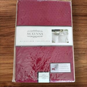 McKenna Spill Proof Microfiber Fabric Tablecloth 90 in Round Brick Red